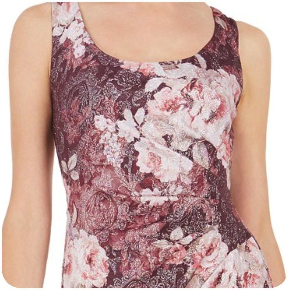 Adrianna Papell Metallic Floral-Print Gown - Picture 2 of 3
